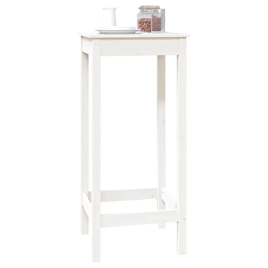 Table de bar blanc 50x50x110 cm bois massif de pin - 4