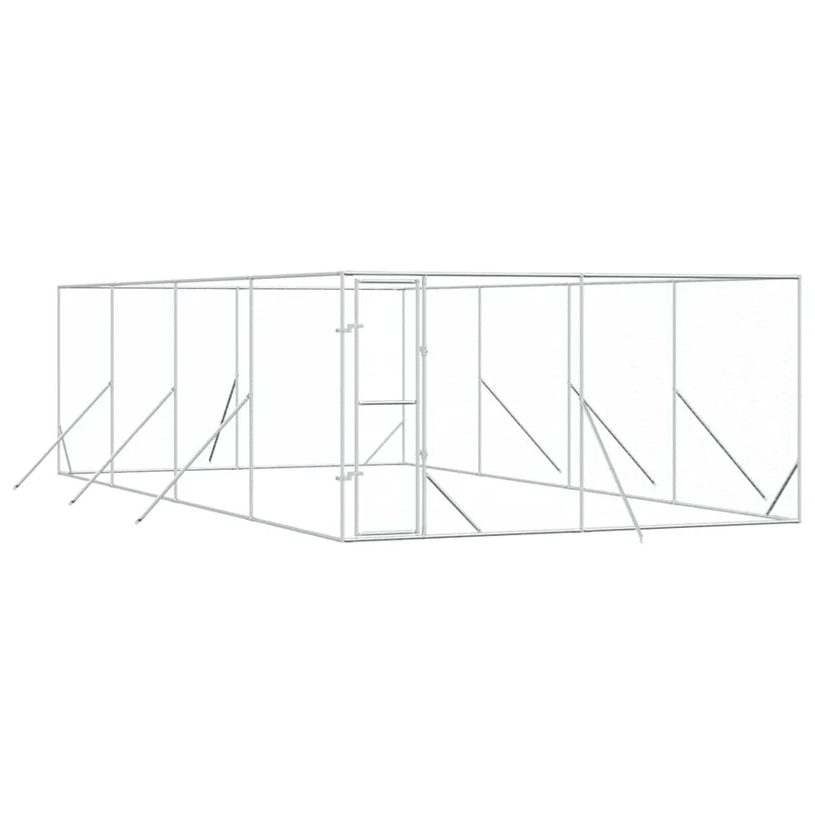 Chenil d'extérieur pour chiens argenté 4x8x2 m acier galvanisé - 2