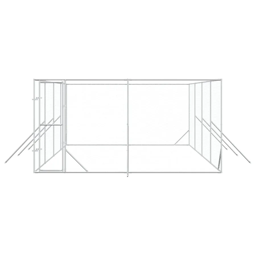 Chenil d'extérieur pour chiens argenté 4x8x2 m acier galvanisé - 4