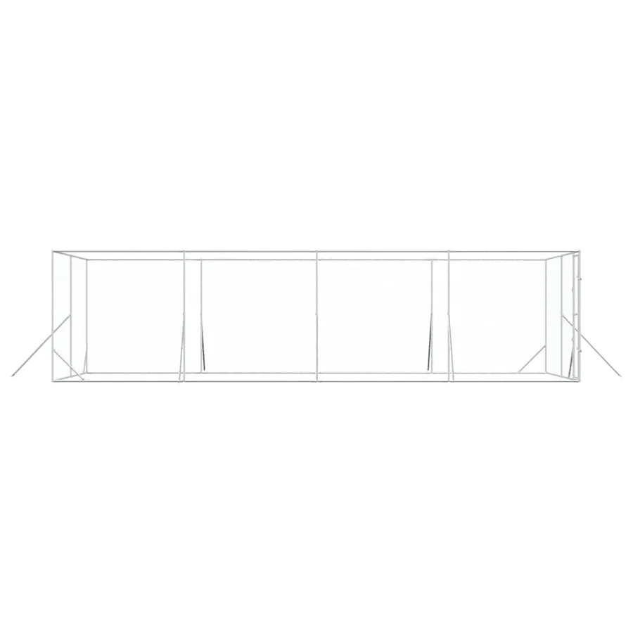 Chenil d'extérieur pour chiens argenté 4x8x2 m acier galvanisé - 5