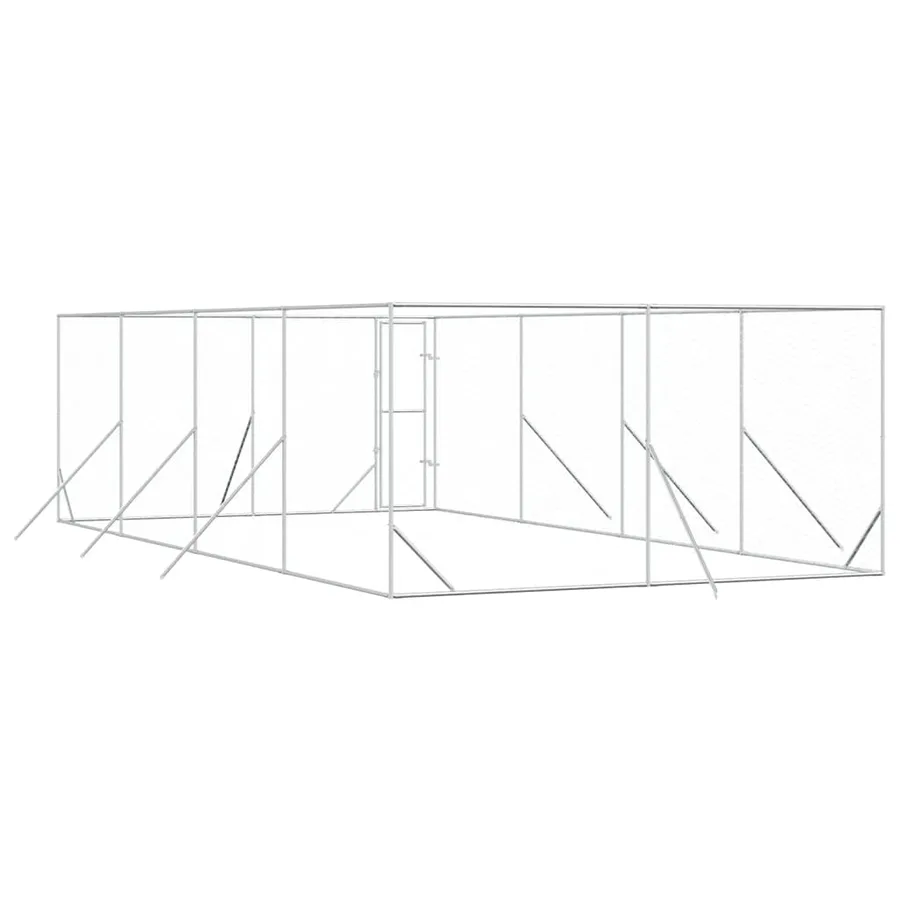 Chenil d'extérieur pour chiens argenté 4x8x2 m acier galvanisé - 6