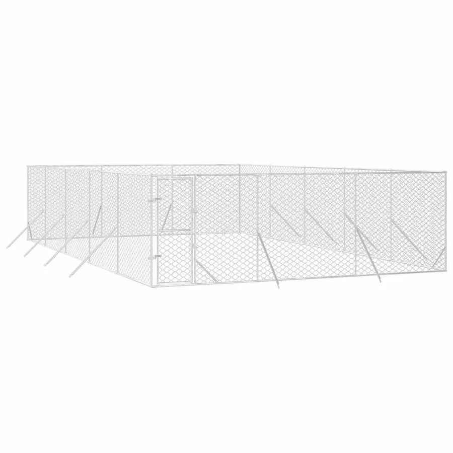 Chenil d'extérieur pour chiens argenté 6x10x2 m acier galvanisé - 3