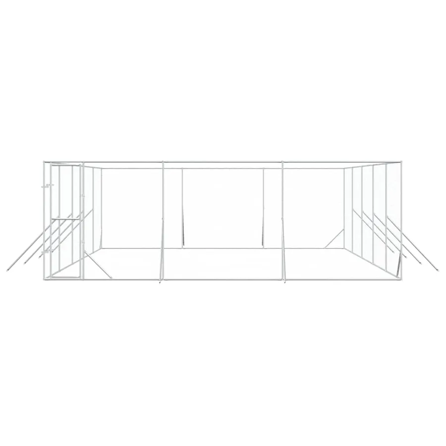 Chenil d'extérieur pour chiens argenté 6x10x2 m acier galvanisé - 5