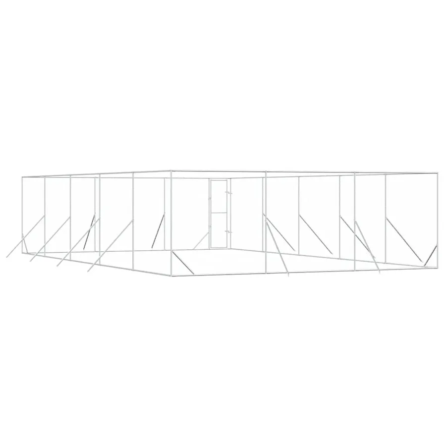 Chenil d'extérieur pour chiens argenté 6x10x2 m acier galvanisé - 7
