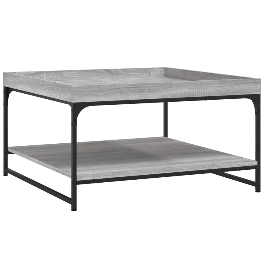Table basse sonoma gris 80x80x45 cm bois d'ingénierie et fer - 2