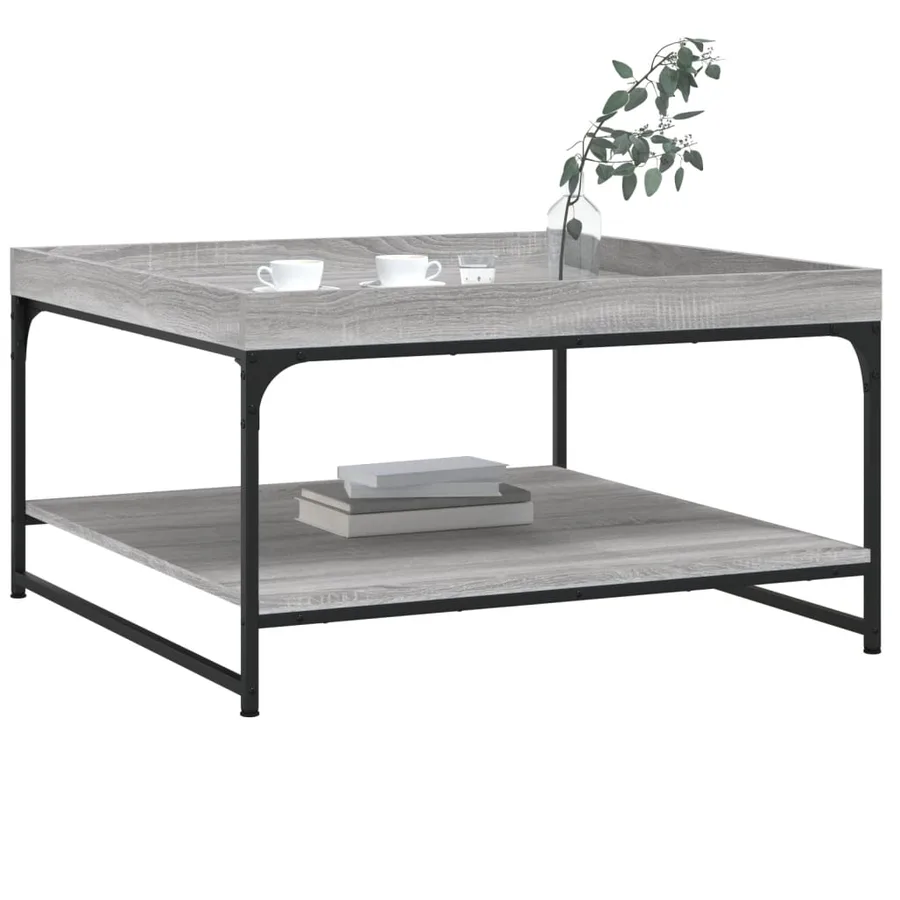 Table basse sonoma gris 80x80x45 cm bois d'ingénierie et fer - 3