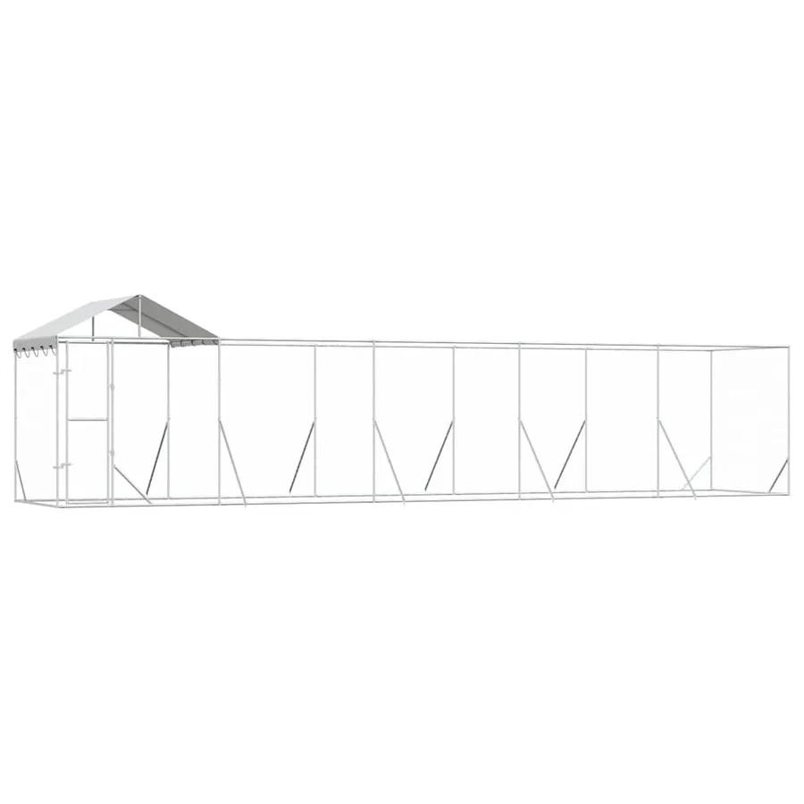 Chenil d'extérieur pour chiens avec toit argenté 10x2x2,5 m - 2