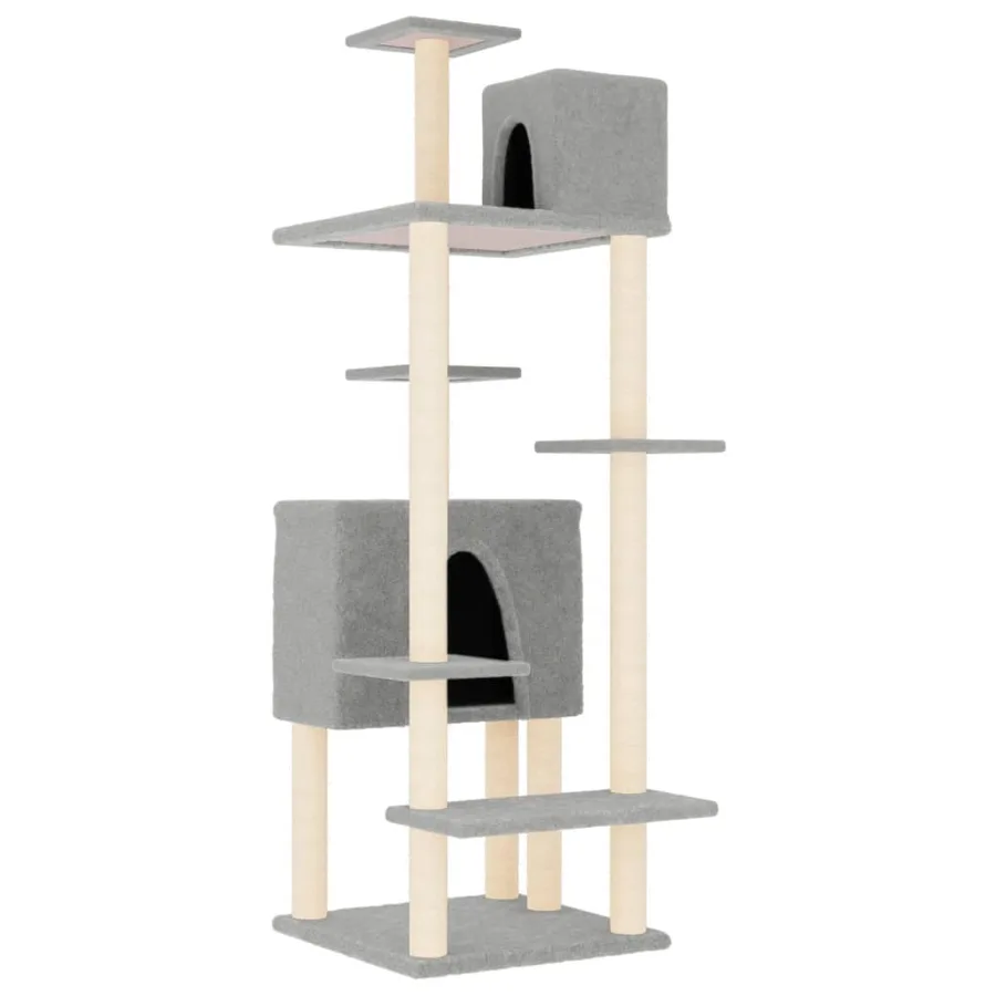 Arbre à chat avec griffoirs en sisal Gris clair 154 cm - 2