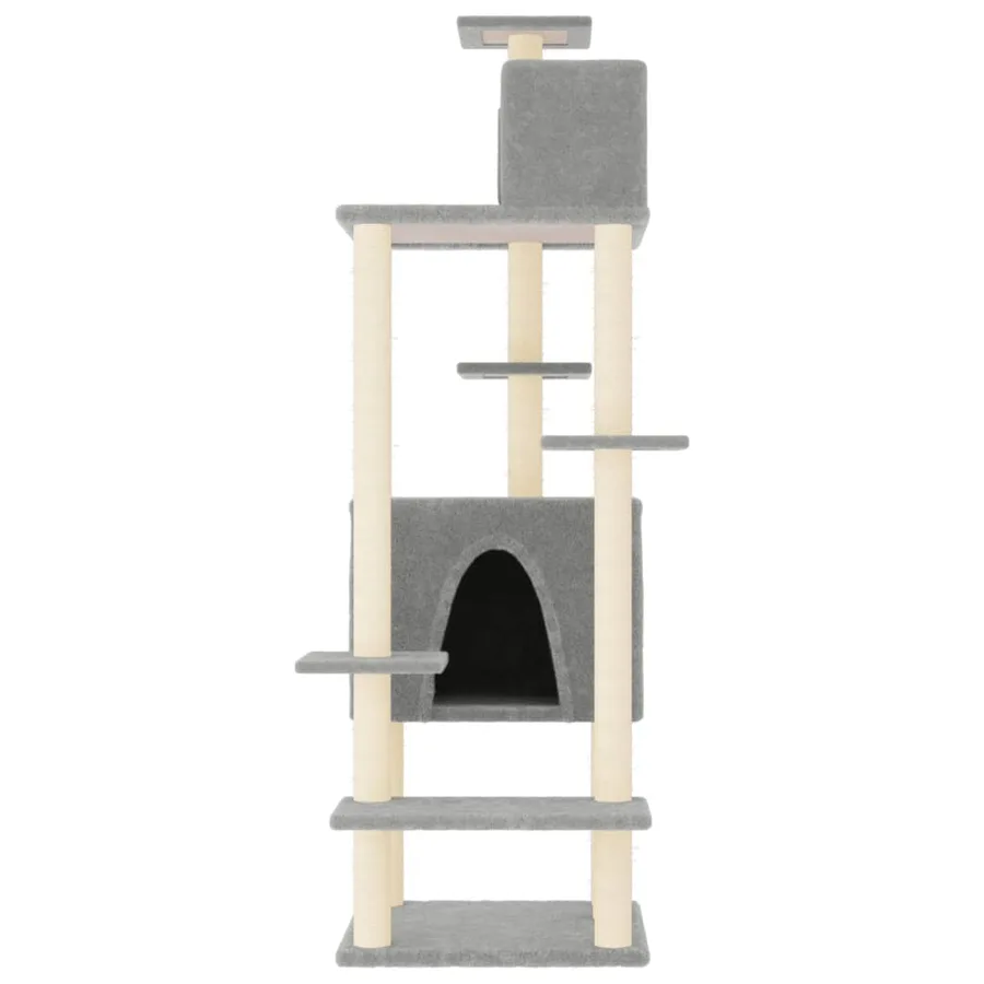 Arbre à chat avec griffoirs en sisal Gris clair 154 cm - 3