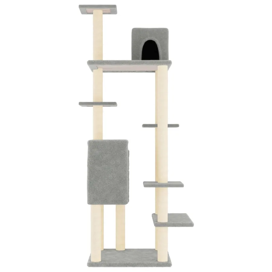 Arbre à chat avec griffoirs en sisal Gris clair 154 cm - 4