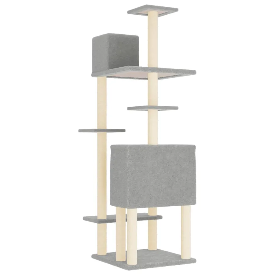 Arbre à chat avec griffoirs en sisal Gris clair 154 cm - 5