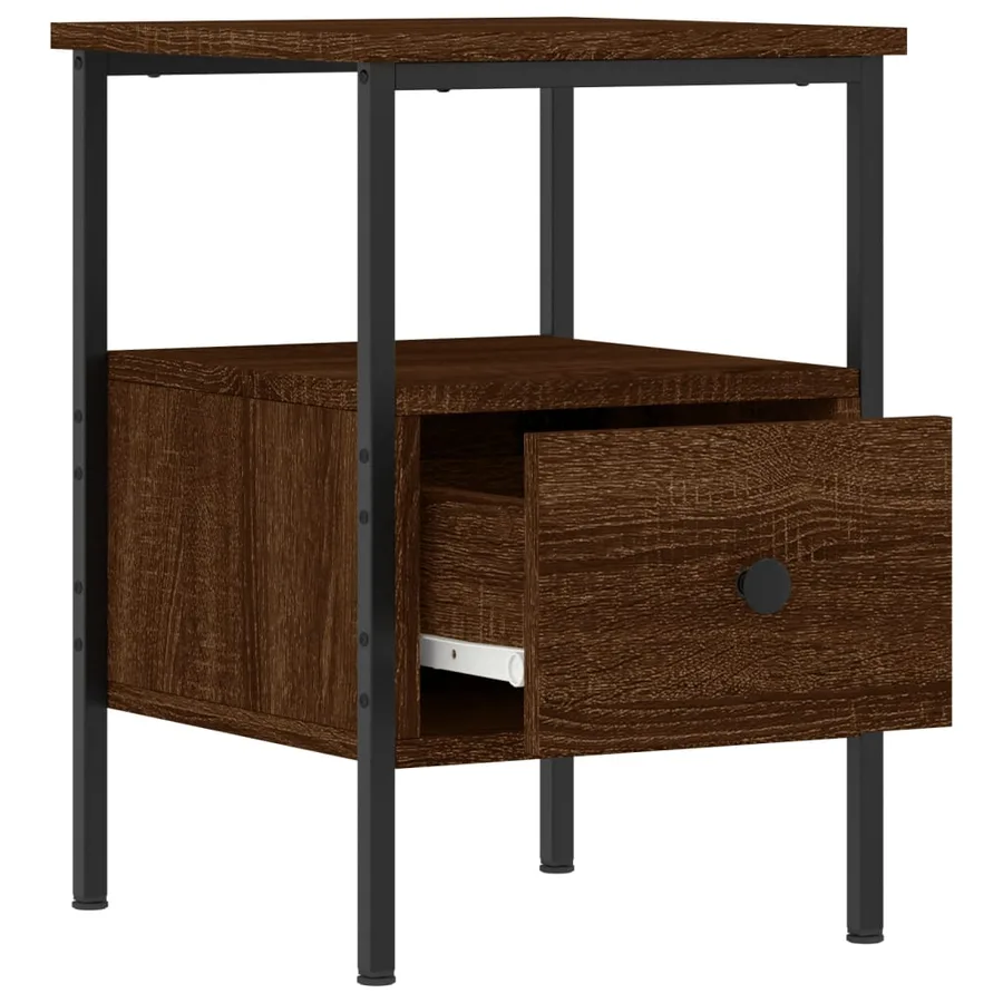Table de chevet chêne marron 34x36x50 cm bois d'ingénierie - 3