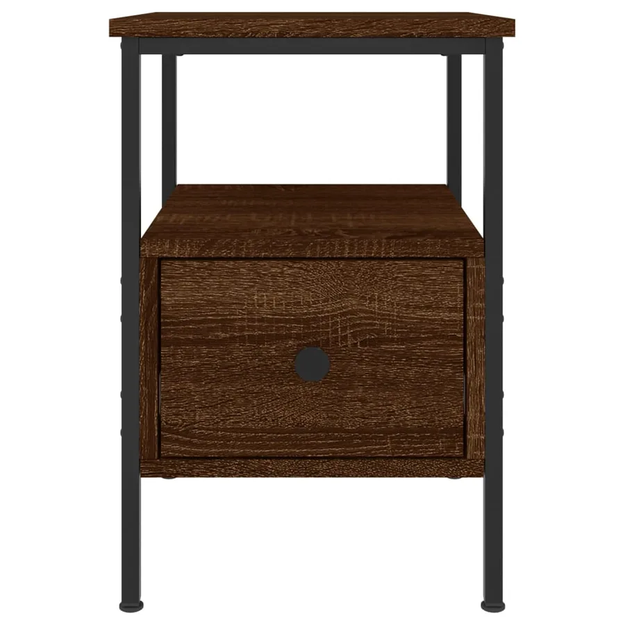 Table de chevet chêne marron 34x36x50 cm bois d'ingénierie - 4
