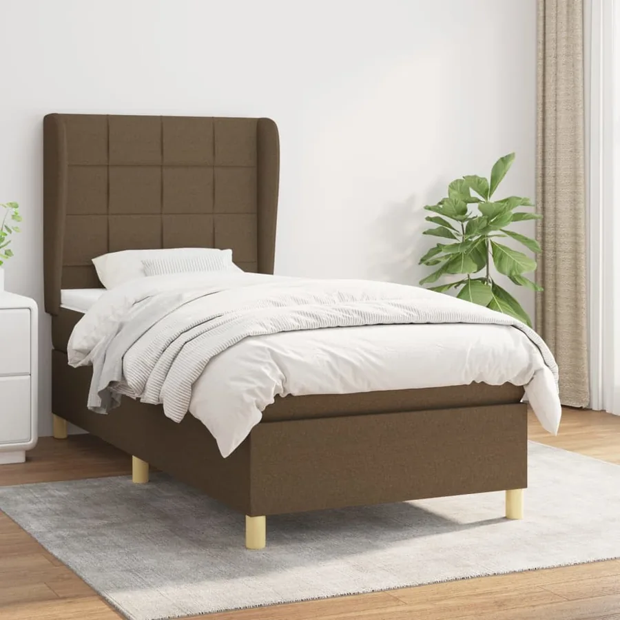 Sommier à lattes de lit avec matelas Marron foncé 100x200 cm