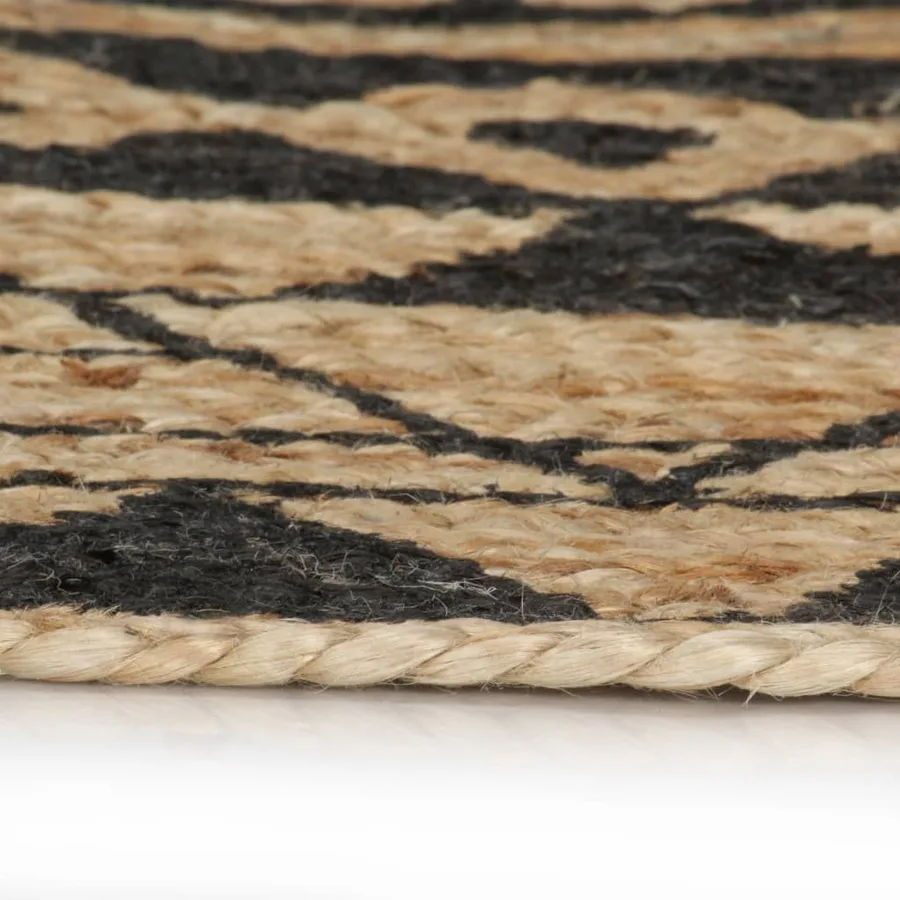 Tapis fait à la main Jute avec imprimé noir 90 cm - 3