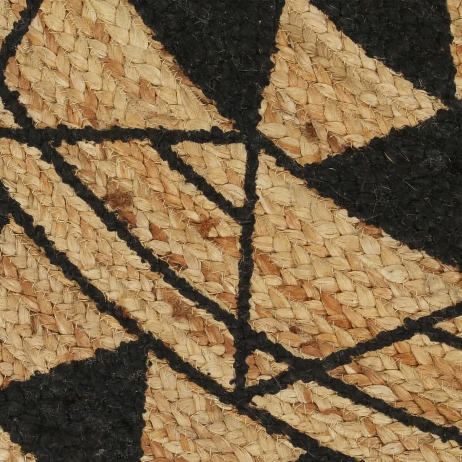 Tapis fait à la main Jute avec imprimé noir 90 cm - 4