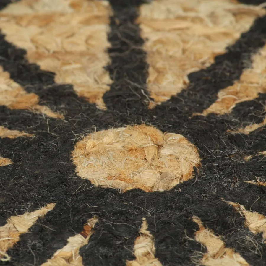 Tapis fait à la main Jute avec imprimé noir 90 cm - 5
