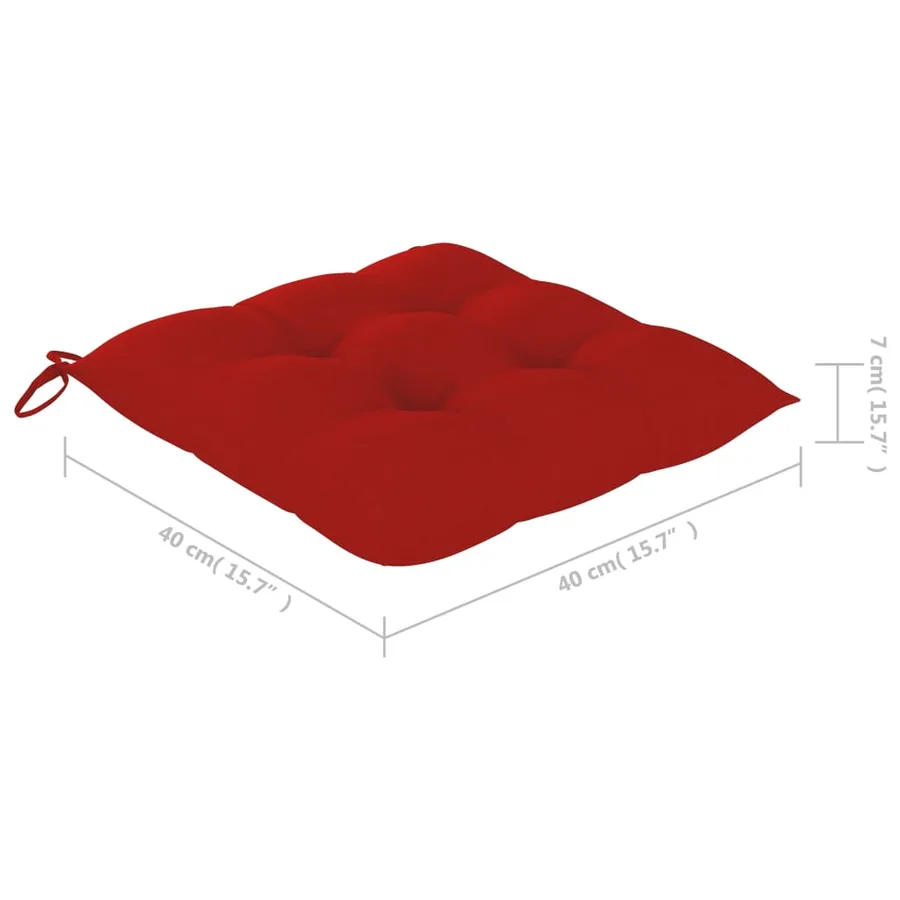 Chaises de jardin et coussins rouge lot de 4 Bois teck massif - 13