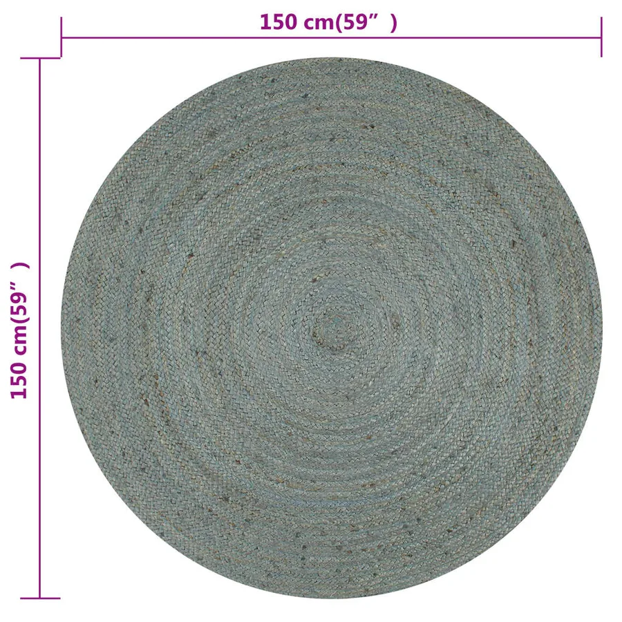 Tapis fait à la main Jute Rond 150 cm Vert olive - 6