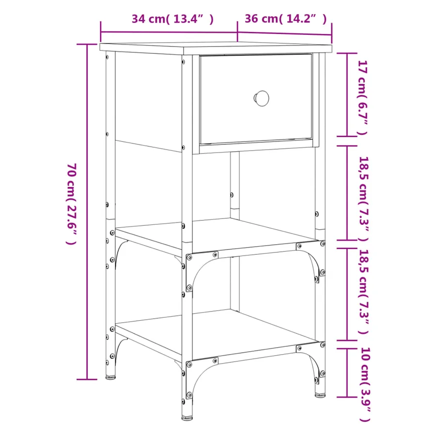 Tables de chevet 2 pcs chêne sonoma 34x36x70 cm bois ingénierie - 12