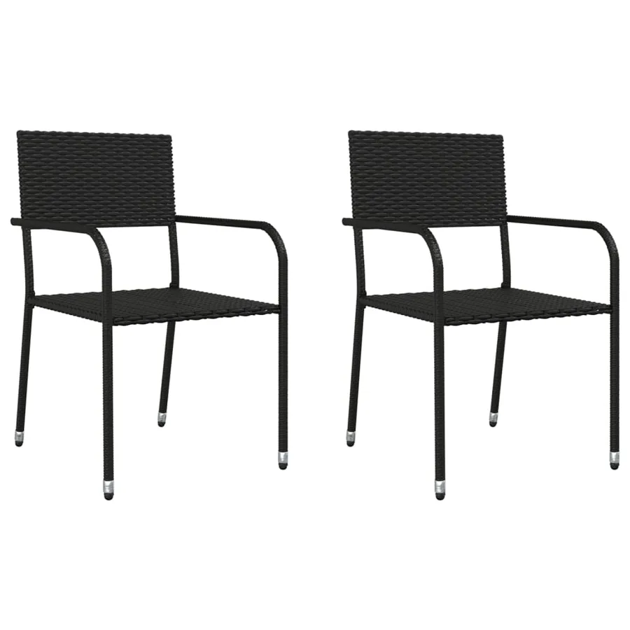 Ensemble à manger de jardin 3 pcs noir résine tressée et acier - 3