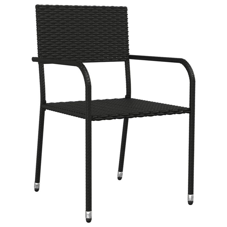 Ensemble à manger de jardin 3 pcs noir résine tressée et acier - 4