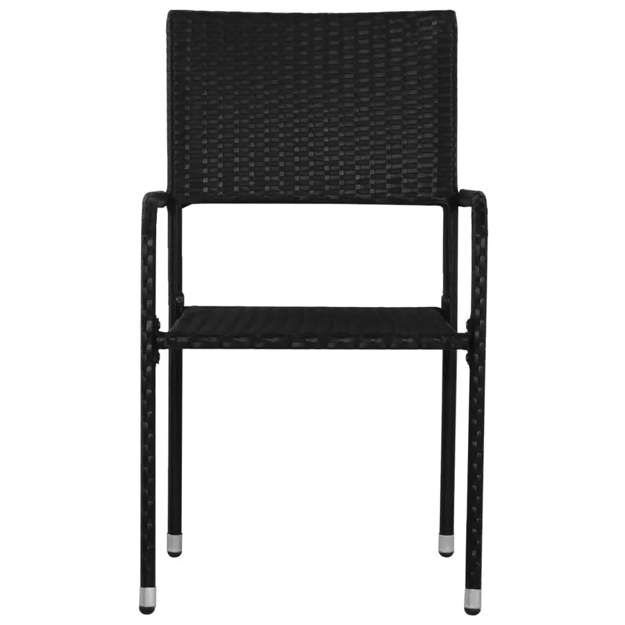Ensemble à manger de jardin 3 pcs noir résine tressée et acier - 5
