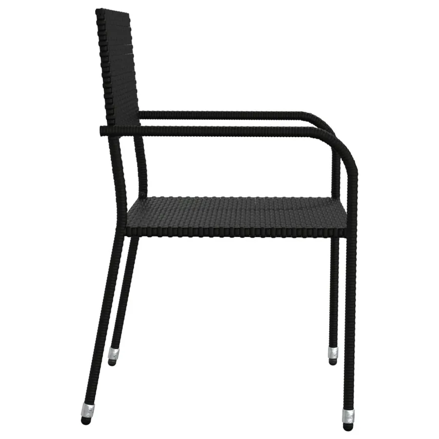 Ensemble à manger de jardin 3 pcs noir résine tressée et acier - 6
