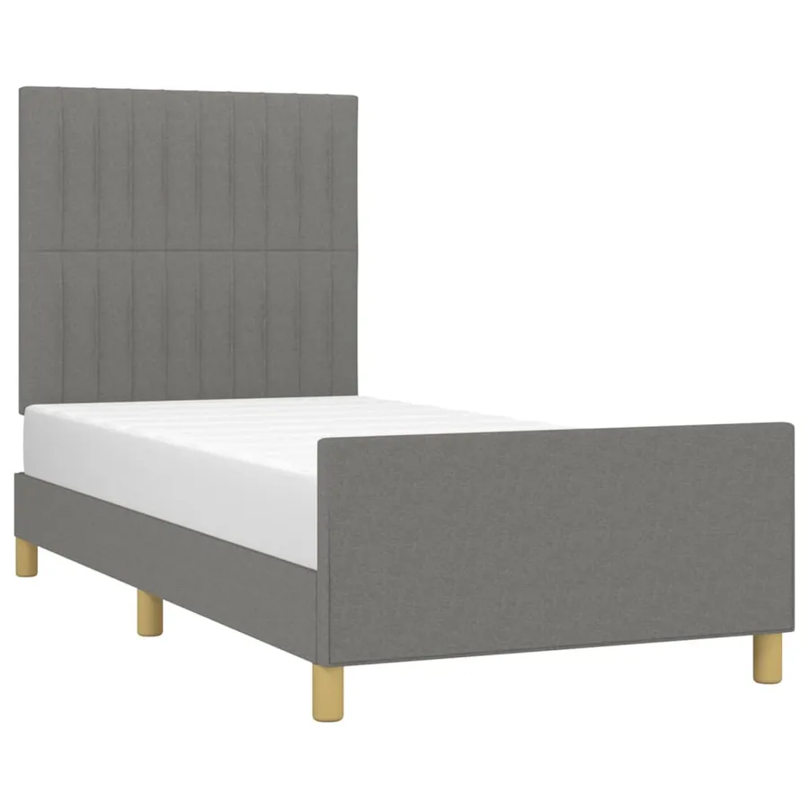 Cadre de lit sans matelas gris foncé 90x190 cm tissu - 3