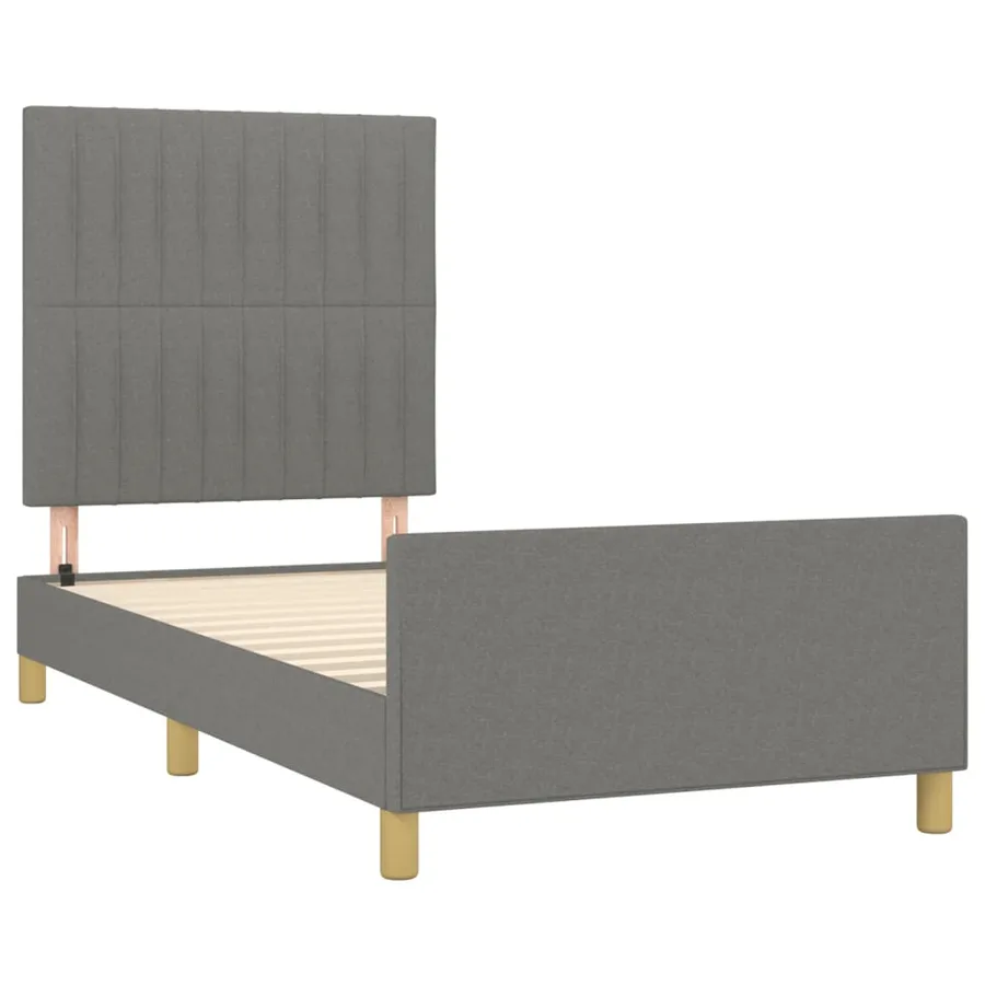 Cadre de lit sans matelas gris foncé 90x190 cm tissu - 4