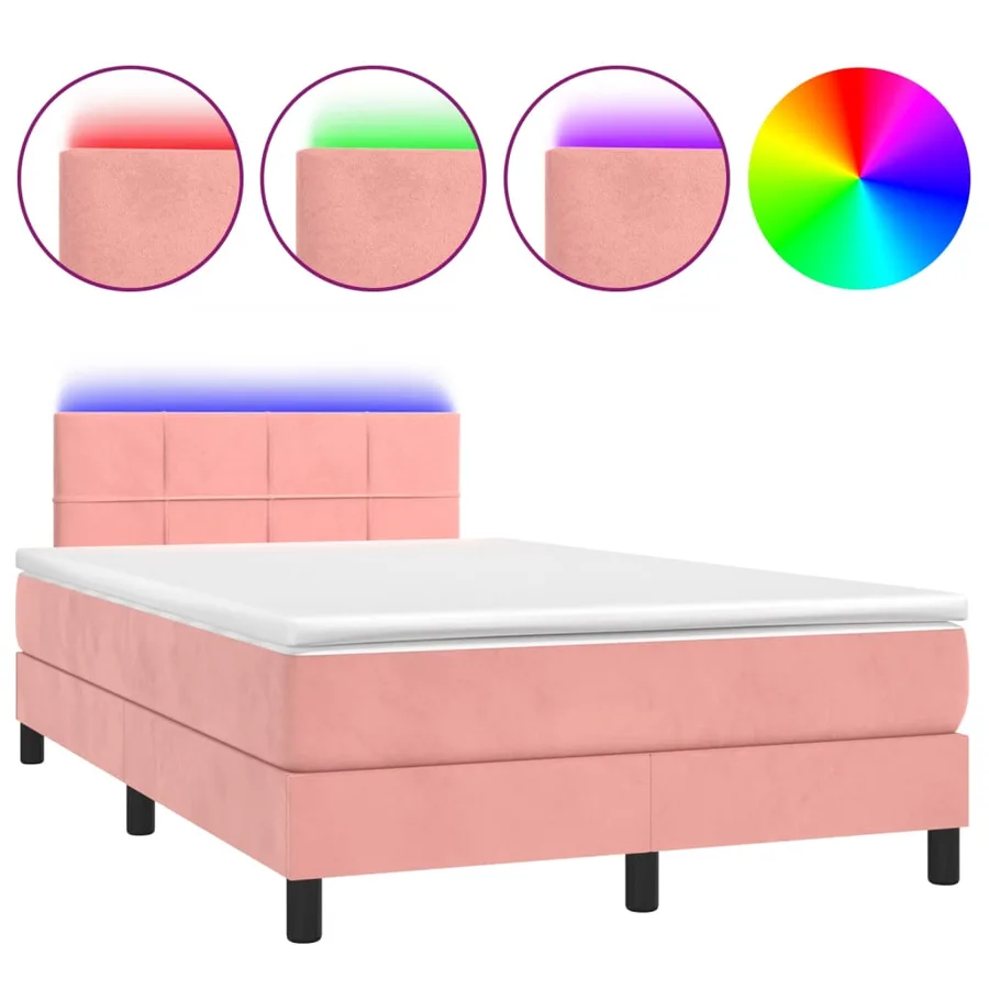 Sommier à lattes de lit avec matelas et LED Rose 120x200 cm - 2