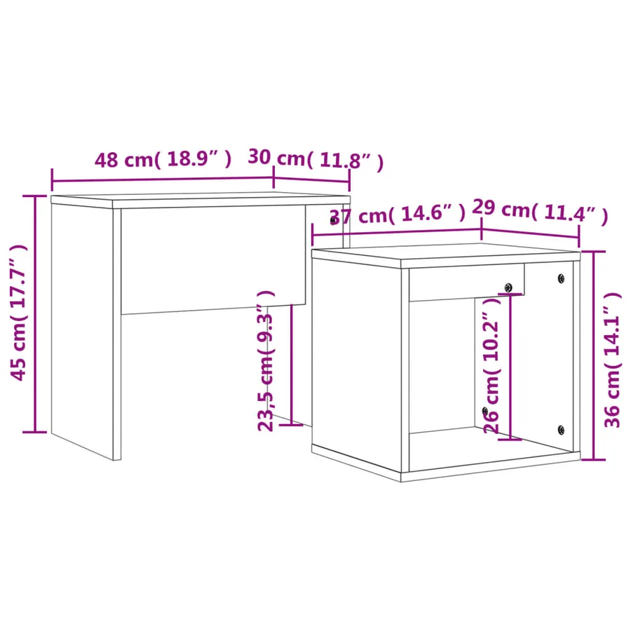 Tables basses gigognes 2 pcs sonoma gris bois d'ingénierie - 10