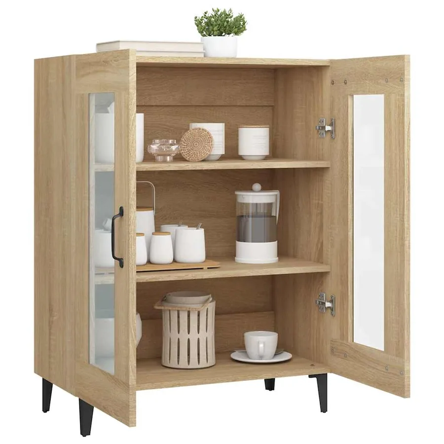 Buffet chêne sonoma 69,5x34x90 cm bois d'ingénierie - 5