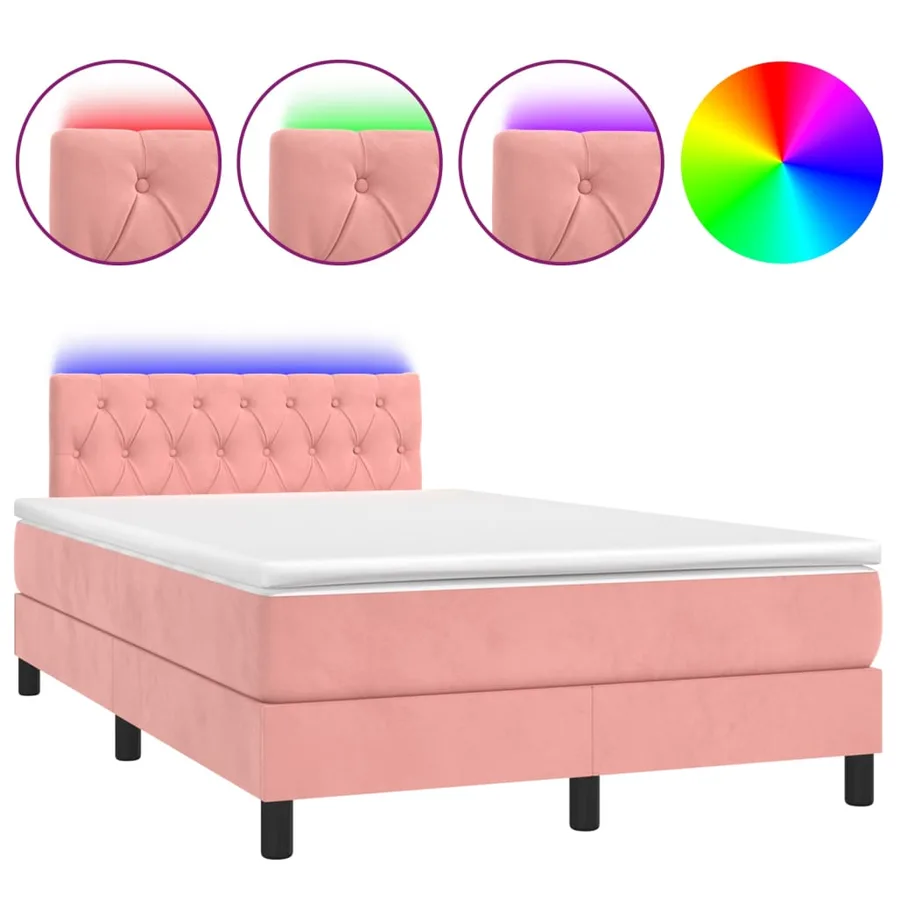 Sommier à lattes de lit avec matelas et LED Rose 120x200cm - 2