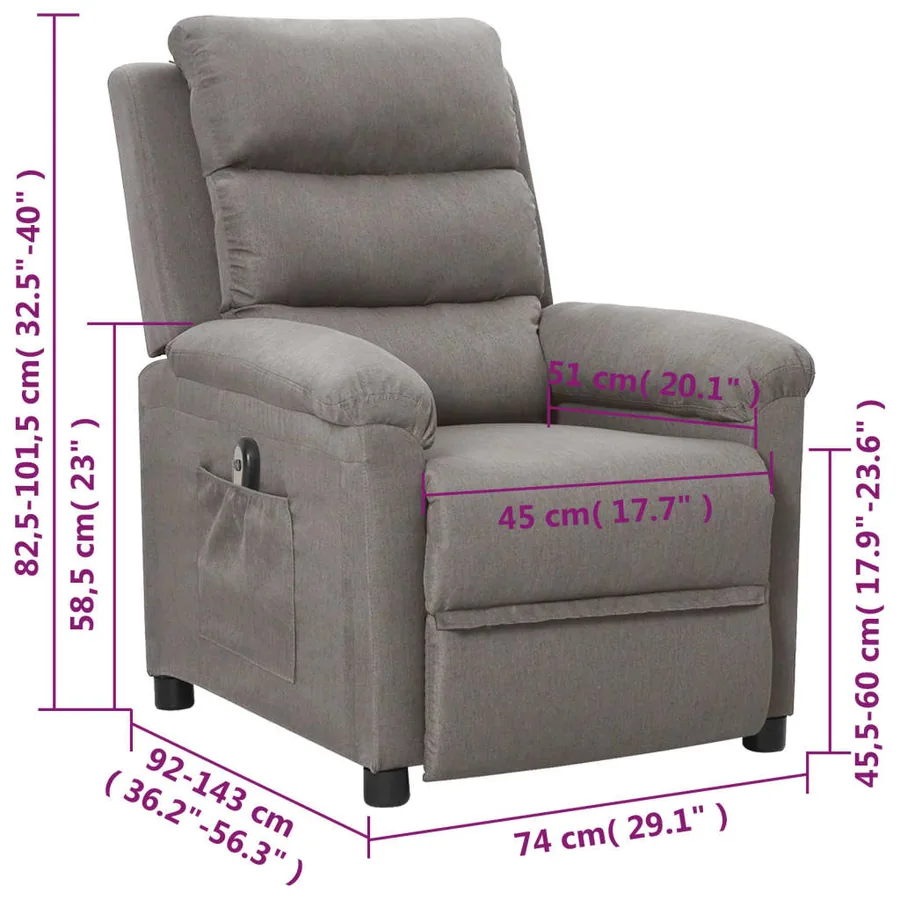 Fauteuil inclinable électrique Gris clair Tissu - 12