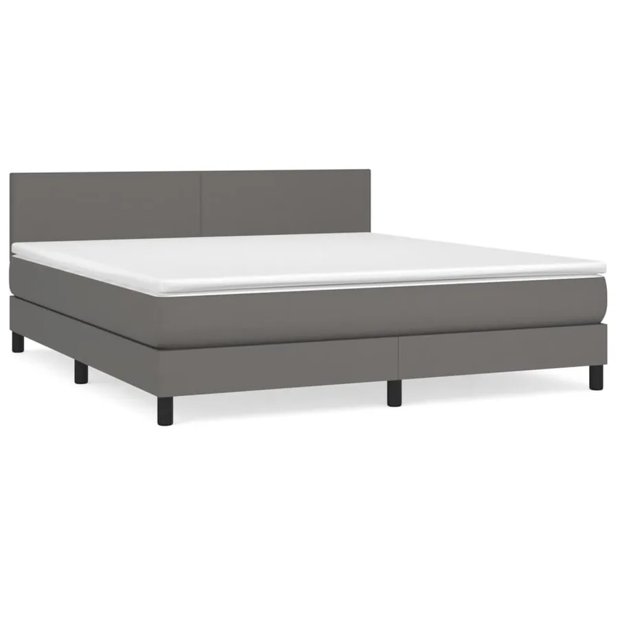 Sommier à lattes de lit avec matelas Gris 180x200 cm Similicuir - 2
