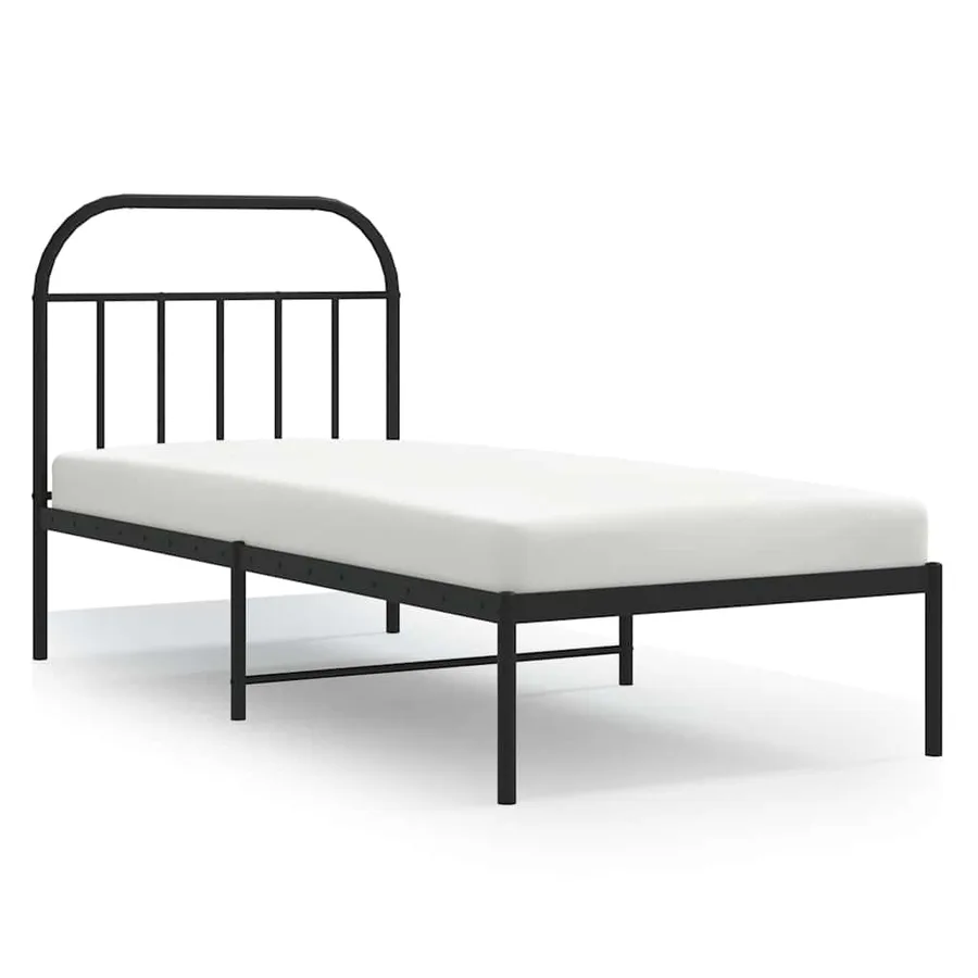 Cadre de lit métal sans matelas avec tête de lit noir 90x200 cm - 2