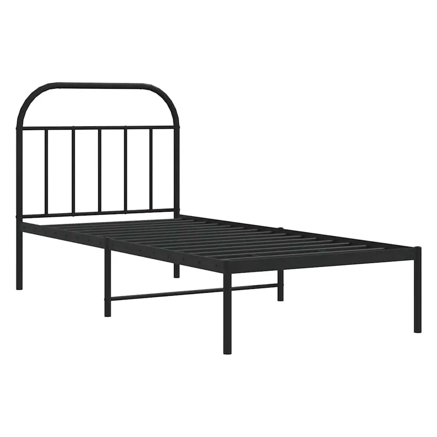 Cadre de lit métal sans matelas avec tête de lit noir 90x200 cm - 3