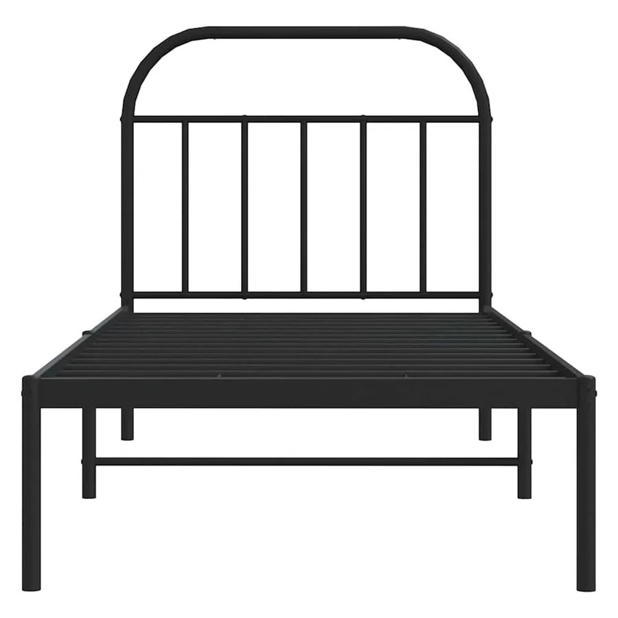Cadre de lit métal sans matelas avec tête de lit noir 90x200 cm - 6