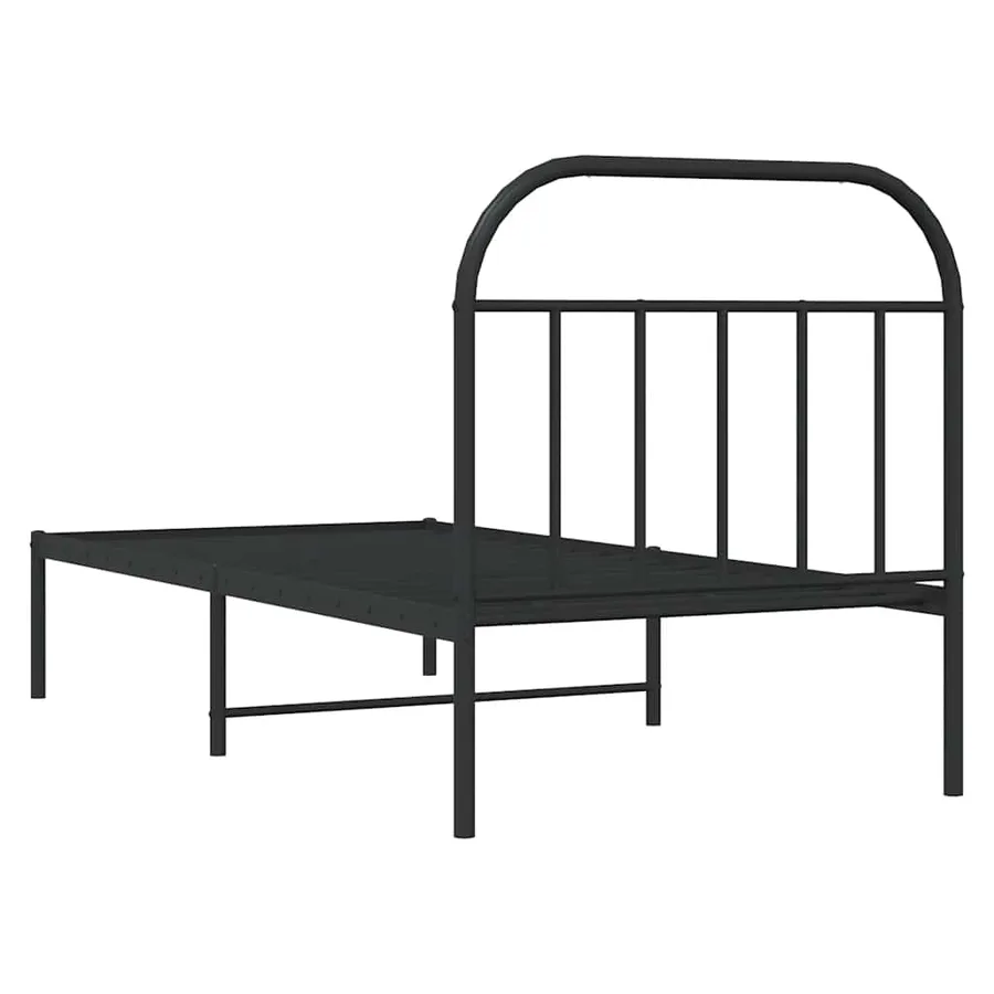 Cadre de lit métal sans matelas avec tête de lit noir 90x200 cm - 8