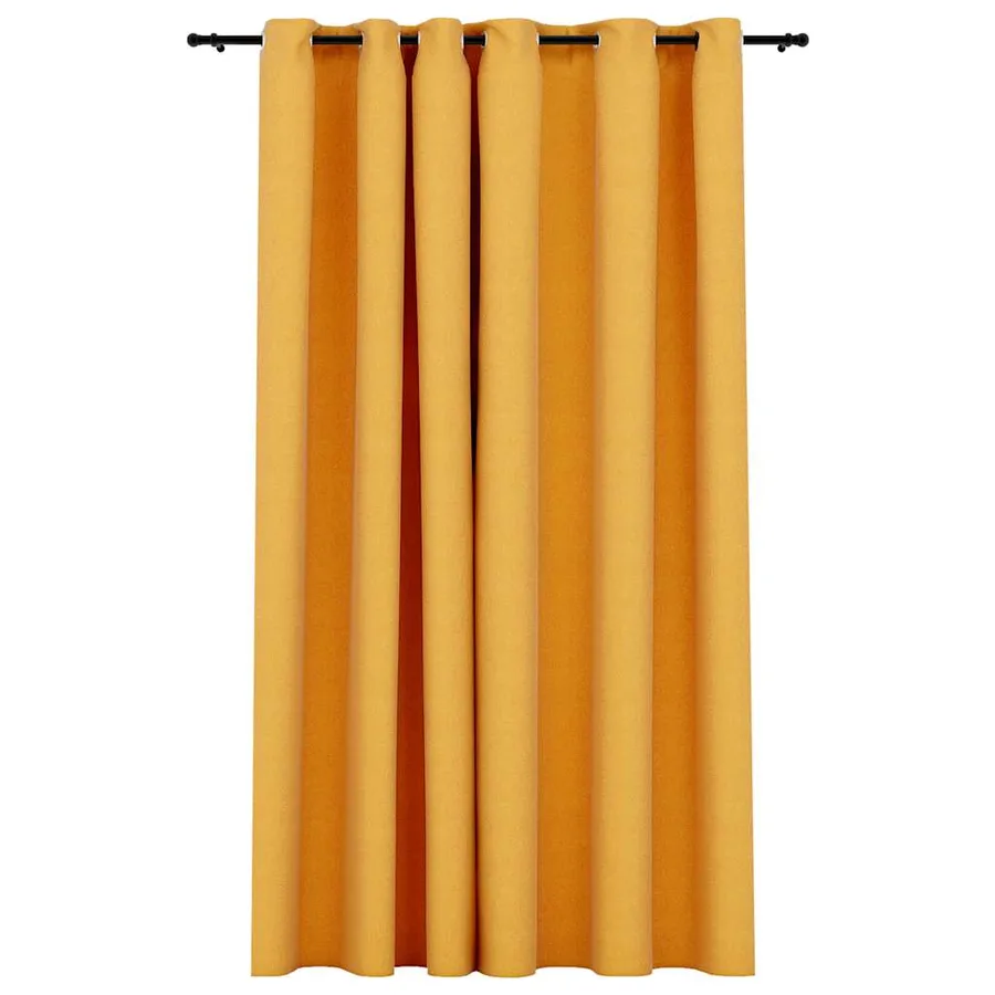 Rideau occultant Aspect de lin avec œillets Jaune 290x245 cm - 2