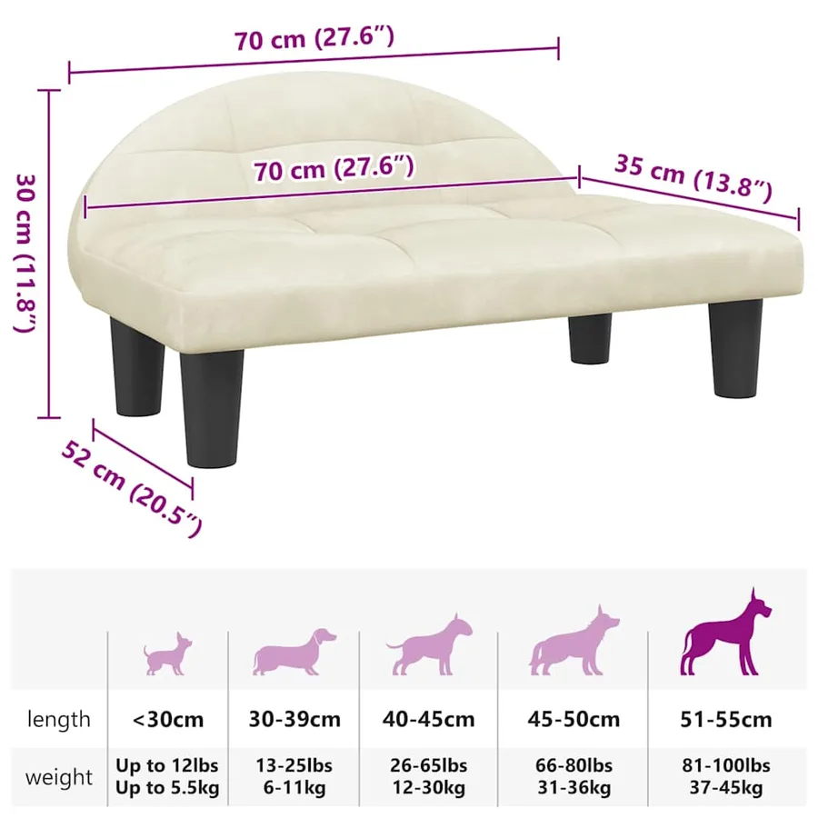 Lit pour chien crème 70x52x30 cm velours - 7