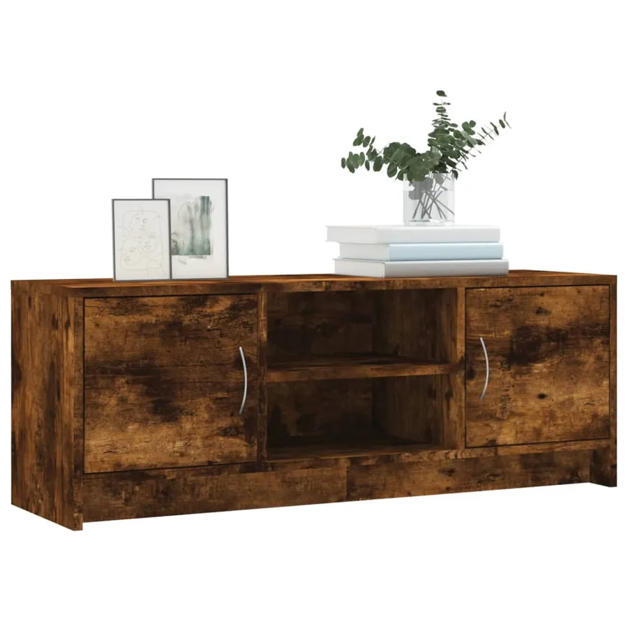 Meuble TV chêne fumé 102x30x37,5 cm bois d'ingénierie - 3