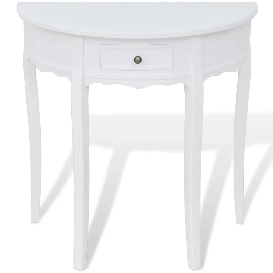 Table console avec tiroir Demi-ronde Blanc - 2