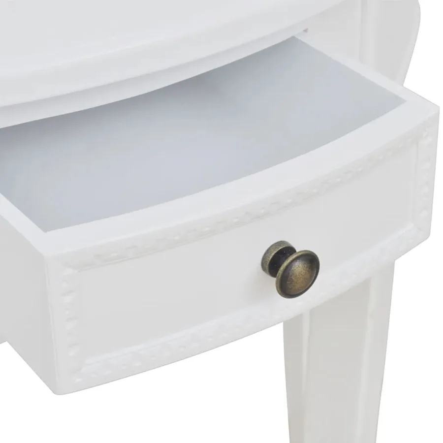 Table console avec tiroir Demi-ronde Blanc - 3