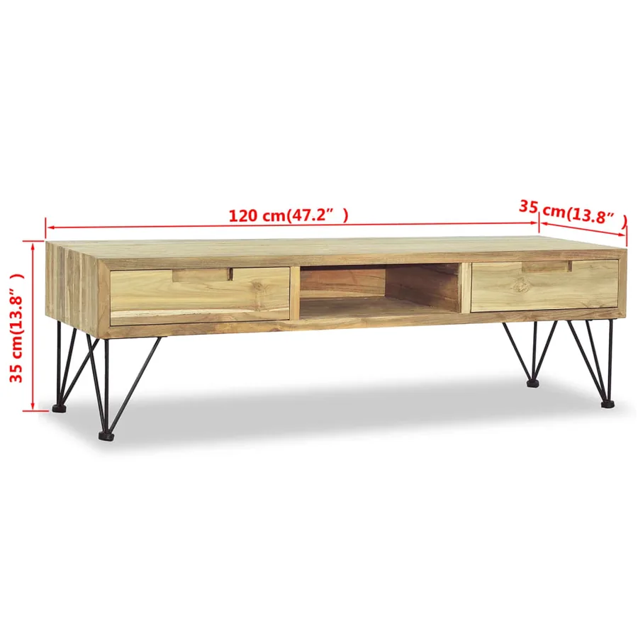 Meuble TV 120x35x35 cm Teck massif - 10