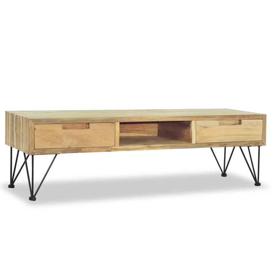 Meuble TV 120x35x35 cm Teck massif - 3
