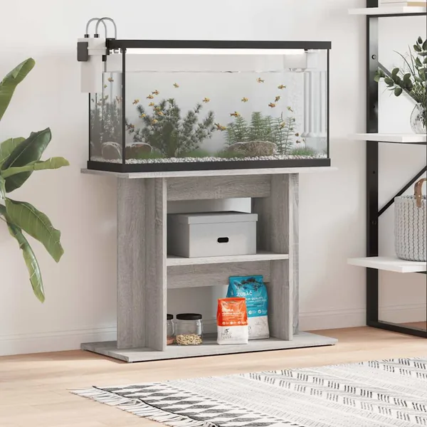 Support d'aquarium Gris Sonoma 80x35x60 cm Bois d'ingénierie