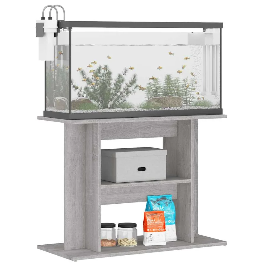Support d'aquarium Gris Sonoma 80x35x60 cm Bois d'ingénierie - 3