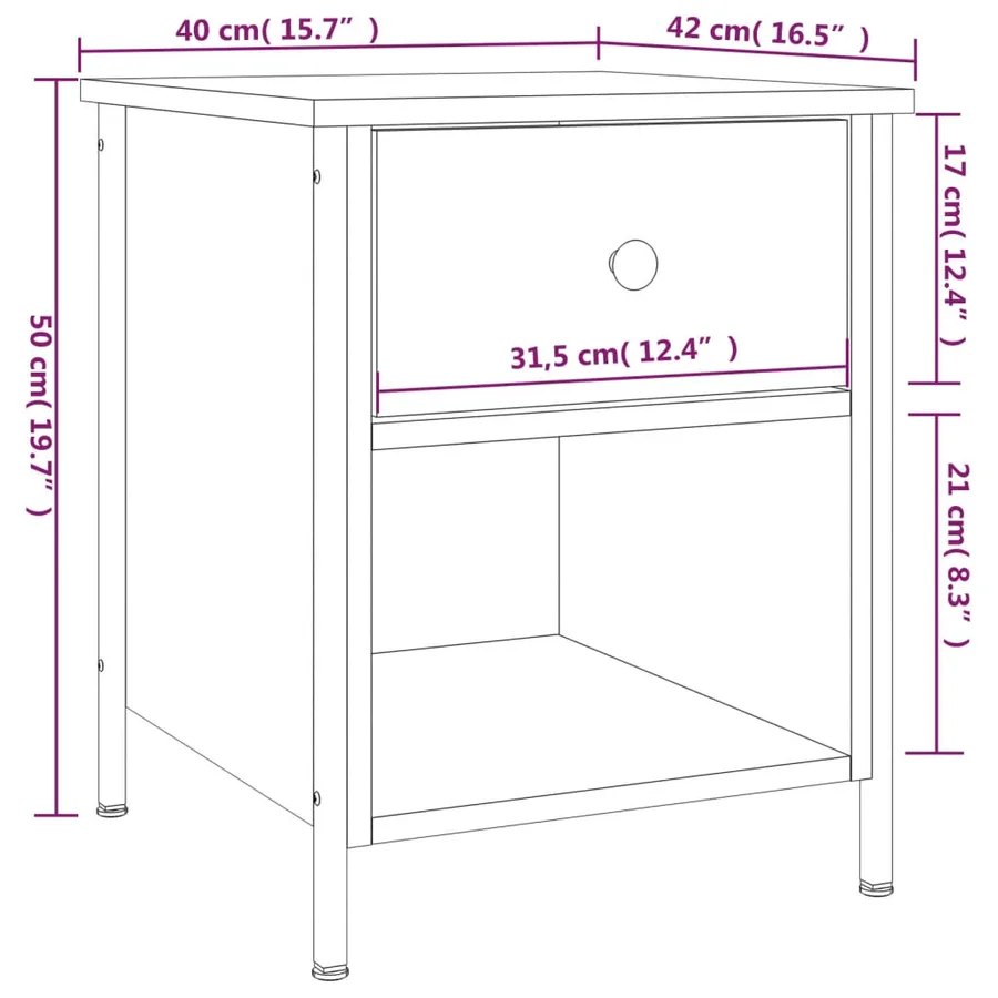 Tables de chevet 2 pcs chêne sonoma 40x42x50 cm bois ingénierie - 12
